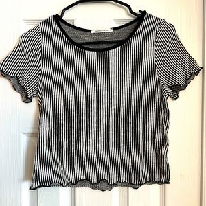 Caution To The Wind black and white striped top
